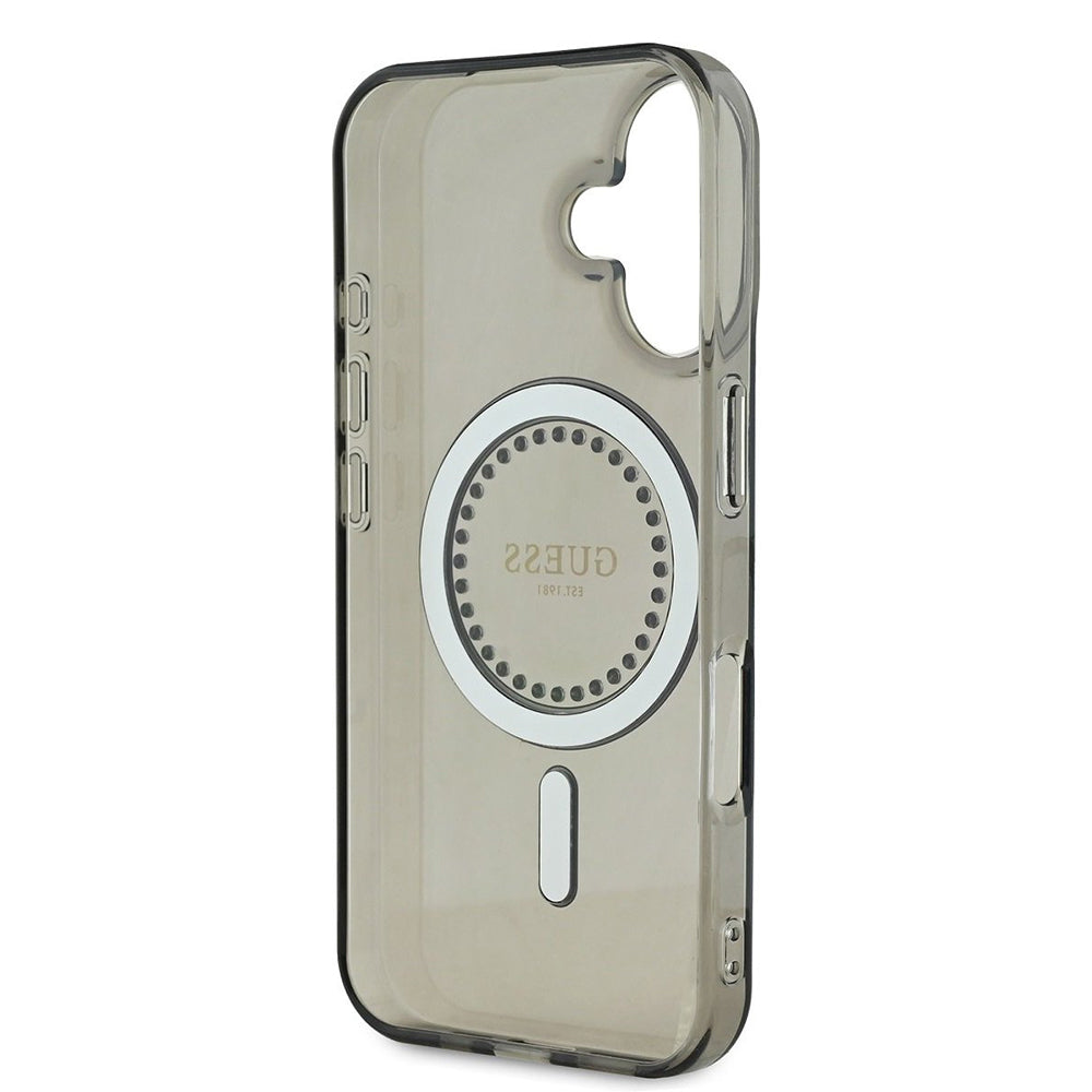 Husa de protectie Guess IML Rhinestones MagSafe (GUHMP16SPFTDTEK) compatibil cu iPhone 16, Negru