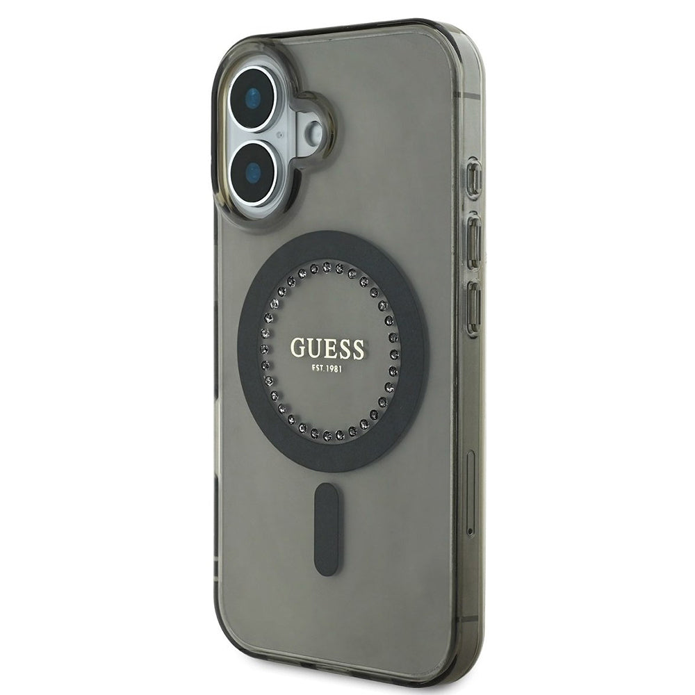 Husa de protectie Guess IML Rhinestones MagSafe (GUHMP16MPFTDTEK) compatibil cu iPhone 16 Plus, Negru