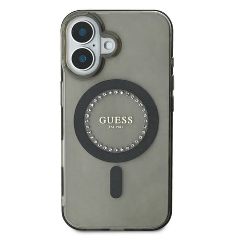 Husa de protectie Guess IML Rhinestones MagSafe (GUHMP16MPFTDTEK) compatibil cu iPhone 16 Plus, Negru