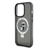 Husa de protectie Karl Lagerfeld Hardcase Ring Stand Magsafe (KLHMP15LHMRSKCK) compatibil cu iPhone 15 Pro, Karl&Choupette