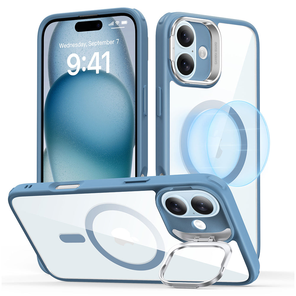 Husa de protectie ESR Classic Hybrid HaloLock Kickstand compatibil cu iPhone 16, Transparent Blue