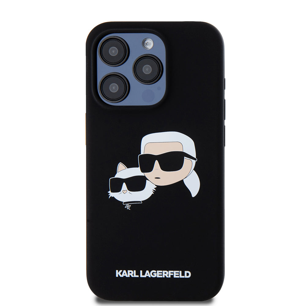 Husa de protectie Karl Lagerfeld Silicone MagSafe (KLHMP15LSKCHPPLK) compatibil cu iPhone 15 Pro, Karl&Choupette Head