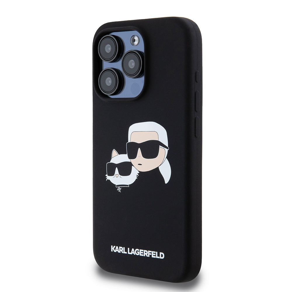 Husa de protectie Karl Lagerfeld Silicone MagSafe (KLHMP15LSKCHPPLK) compatibil cu iPhone 15 Pro, Karl&Choupette Head