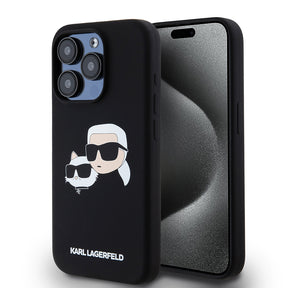 Husa de protectie Karl Lagerfeld Silicone MagSafe (KLHMP15LSKCHPPLK) compatibil cu iPhone 15 Pro, Karl&Choupette Head