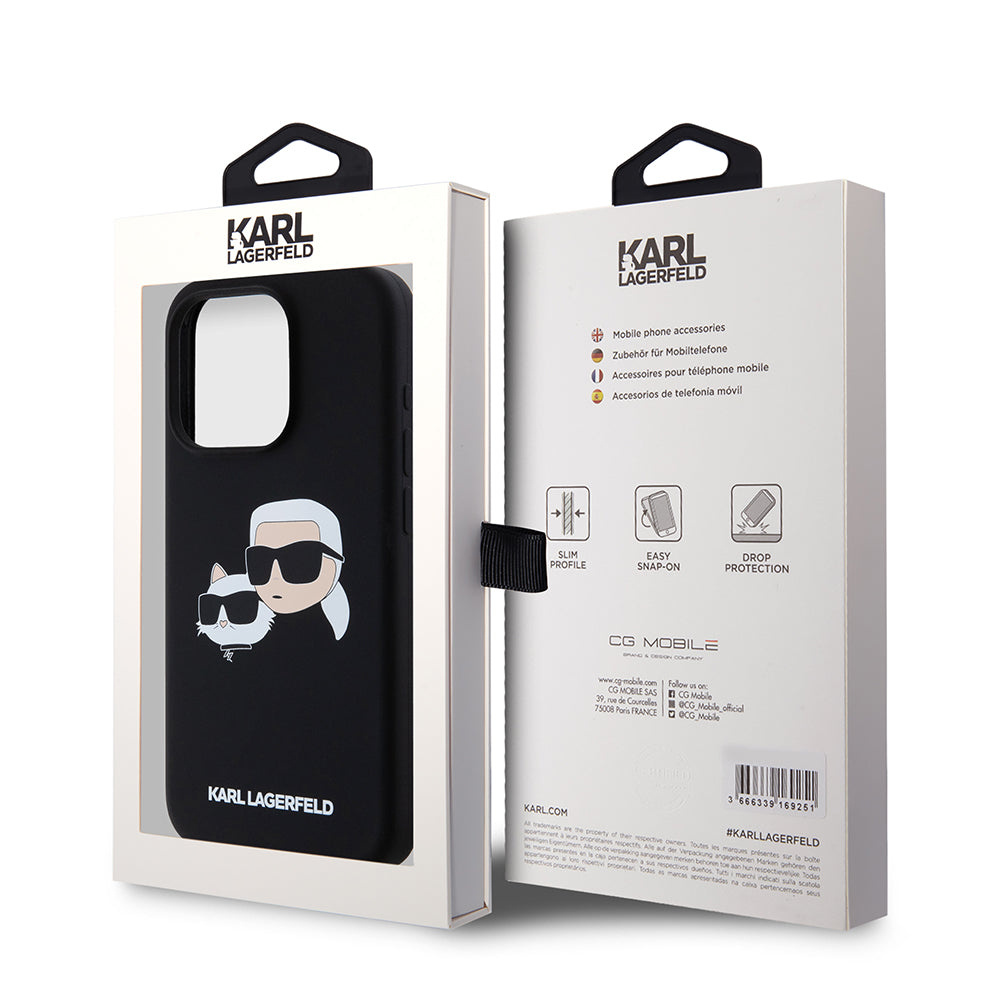Husa de protectie Karl Lagerfeld Silicone MagSafe (KLHMP15LSKCHPPLK) compatibil cu iPhone 15 Pro, Karl&Choupette Head