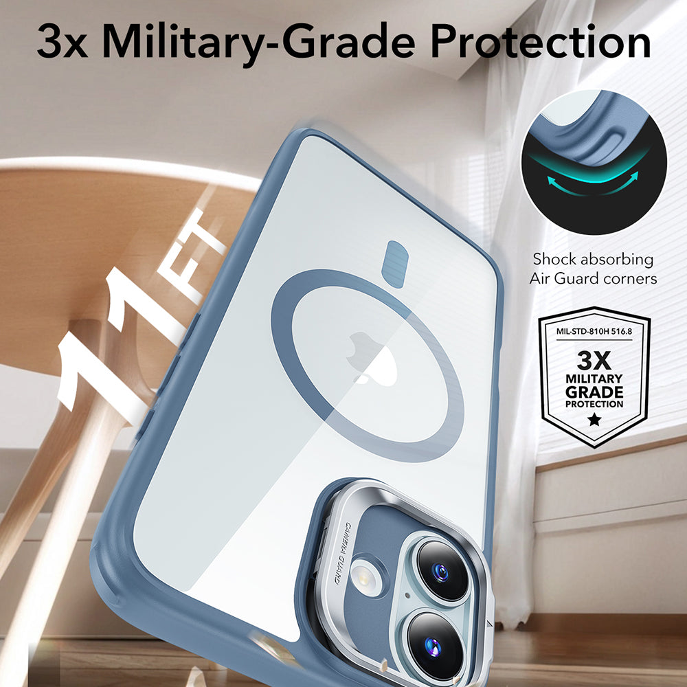 Husa de protectie ESR Classic Hybrid HaloLock Kickstand compatibil cu iPhone 16, Transparent Blue