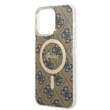 Husa de protectie Guess IML 4G MagSafe (GUHMP15LH4STW) compatibil cu iPhone 15 Pro, Maro