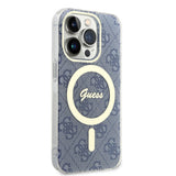 Husa de protectie Guess IML 4G MagSafe (GUHMP15LH4STB) compatibil cu iPhone 15 Pro, Albastru