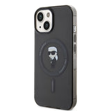 Husa de protectie Karl Lagerfeld IML MagSafe compatibil cu iPhone 15, Negru