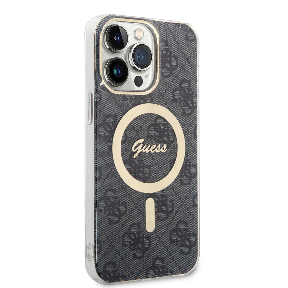 Husa de protectie Guess IML 4G MagSafe (GUHMP15LH4STK) compatibil cu iPhone 15 Pro, Negru
