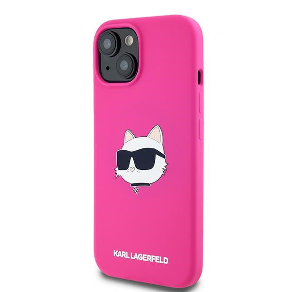 Husa de protectie Karl Lagerfeld Silicone MagSafe (KLHMP15MSCHPPLF) compatibil cu iPhone 15 Plus, Fuschia Choupette Head