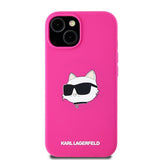 Husa de protectie Karl Lagerfeld Silicone MagSafe (KLHMP15MSCHPPLF) compatibil cu iPhone 15 Plus, Fuschia Choupette Head