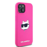 Husa de protectie Karl Lagerfeld Silicone MagSafe (KLHMP15MSCHPPLF) compatibil cu iPhone 15 Plus, Fuschia Choupette Head