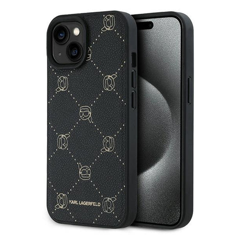 Husa de protectie Karl Lagerfeld Leather MagSafe (KLHMP15MPGKHPHK) compatibil cu iPhone 15 Plus, Karl Head
