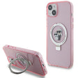 Husa de protectie Karl Lagerfeld Hardcase Ring Stand MagSafe (KLHMP15MHMRSKCP) compatibil cu iPhone 15 Plus, Roz Karl&Choupette
