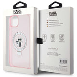 Husa de protectie Karl Lagerfeld Hardcase Ring Stand MagSafe (KLHMP15MHMRSKCP) compatibil cu iPhone 15 Plus, Roz Karl&Choupette