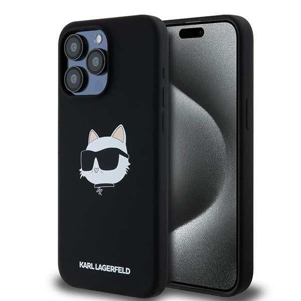 Husa de protectie Karl Lagerfeld Silicone MagSafe (KLHMP15LSCHPPLK) compatibil cu iPhone 15 Pro, Choupette Head