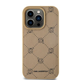 Husa de protectie Karl Lagerfeld Leather MagSafe (KLHMP15LPGKHPHE) compatibil cu iPhone 15 Pro, Bej Karl Head