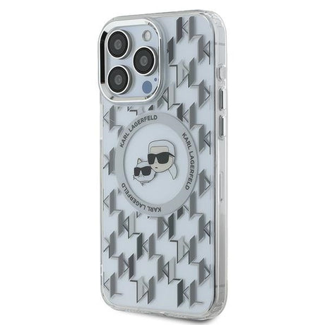 Husa de protectie Karl Lagerfeld IML MagSafe (KLHMP15LHMCKMHT) compatibil cu iPhone 15 Pro, Transparent Monogram Karl&Choupette Head