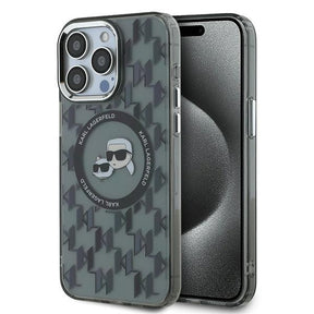 Husa de protectie Karl Lagerfeld IML MagSafe (KLHMP15LHMCKMHK) compatibil cu iPhone 15 Pro, Monogram Karl&Choupette Head