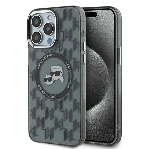 Husa de protectie Karl Lagerfeld IML MagSafe (KLHMP15LHMCKMHK) compatibil cu iPhone 15 Pro, Monogram Karl&Choupette Head