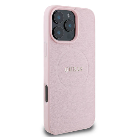 Husa de protectie Guess Grained Gold Ring MagSafe (GUHMP16LPGHSMMP) compatibil cu iPhone 16 Pro, Roz
