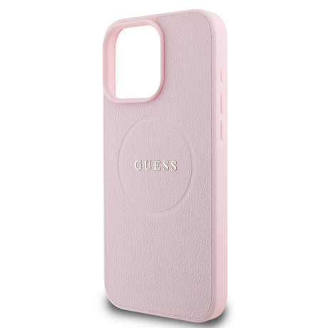 Husa de protectie Guess Grained Gold Ring MagSafe (GUHMP16LPGHSMMP) compatibil cu iPhone 16 Pro, Roz