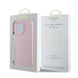 Husa de protectie Guess Grained Gold Ring MagSafe (GUHMP16LPGHSMMP) compatibil cu iPhone 16 Pro, Roz