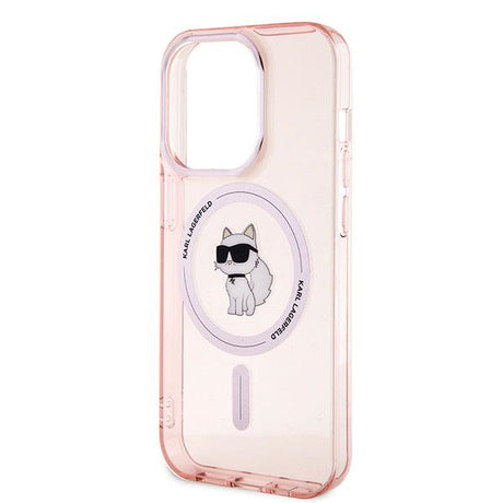 Karl Lagerfeld IML MagSafe husă roz Choupette pentru iPhone 14 Pro Max