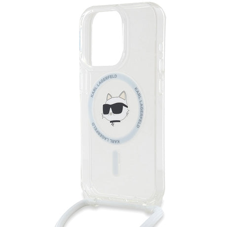 Husa de protectie Karl Lagerfeld IML Crossbody MagSafe (KLHMP14XHCCHNT) compatibil cu iPhone 14 Pro Max, Transparent Choupette Head&Cord