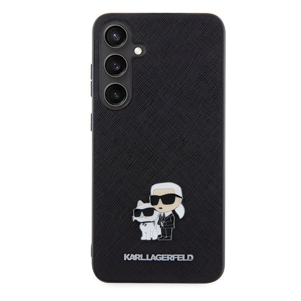Husa de protectie Karl Lagerfeld Saffiano (KLHCS24MPSAKCMPK) compatibil cu Samsung Galaxy S24 Plus, Karl&Choupette Metal Pin