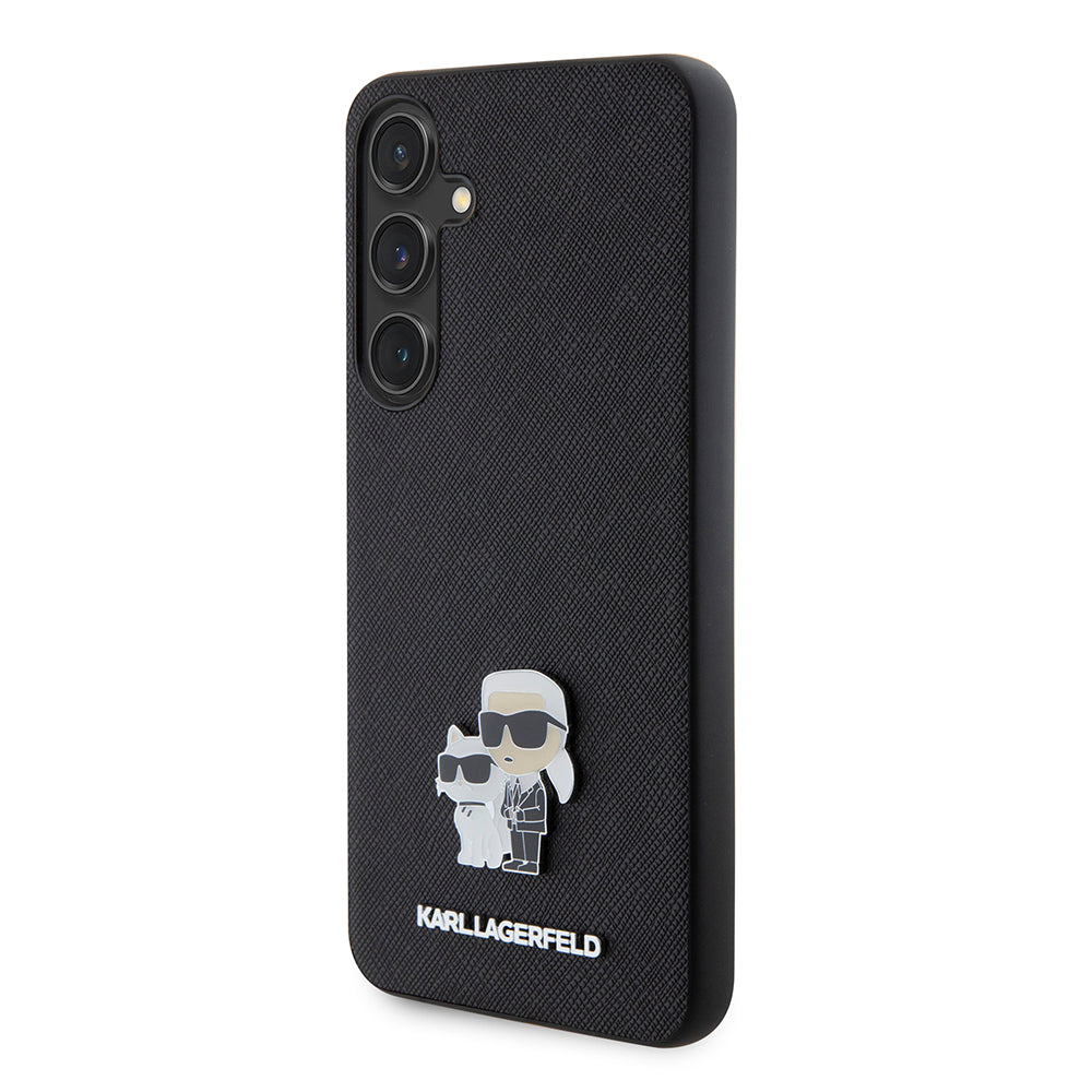 Husa de protectie Karl Lagerfeld Saffiano (KLHCS24MPSAKCMPK) compatibil cu Samsung Galaxy S24 Plus, Karl&Choupette Metal Pin