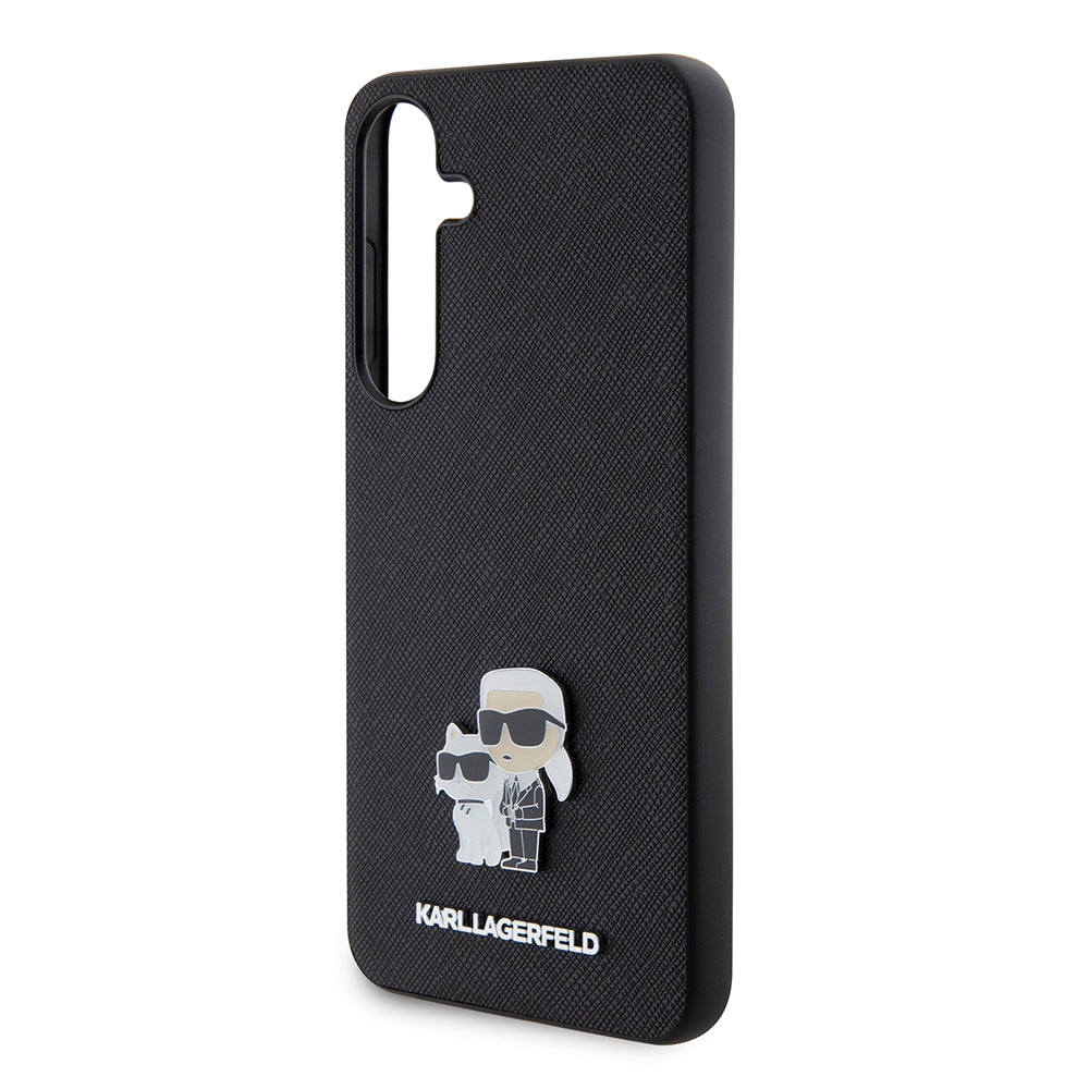 Husa de protectie Karl Lagerfeld Saffiano (KLHCS24MPSAKCMPK) compatibil cu Samsung Galaxy S24 Plus, Karl&Choupette Metal Pin