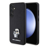 Husa de protectie Karl Lagerfeld Saffiano (KLHCS24MPSAKCMPK) compatibil cu Samsung Galaxy S24 Plus, Karl&Choupette Metal Pin