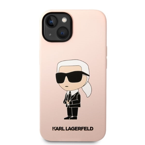Husa de protectie Karl Lagerfeld Silicone MagSafe (KLHMP14MSNIKBCP) compatibil cu iPhone 14 Plus, Roz Ikonik