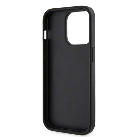 Husa de protectie Guess Hardcase 4G Printed Stripes MagSafe (GUHMP15XP4RPSK) compatibil cu iPhone 15 Pro Max, Negru
