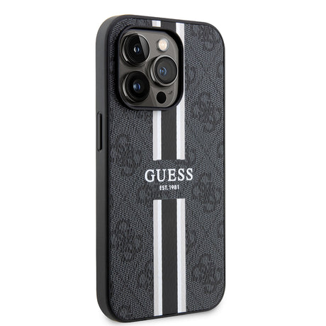 Husa de protectie Guess Hardcase 4G Printed Stripes MagSafe (GUHMP15XP4RPSK) compatibil cu iPhone 15 Pro Max, Negru