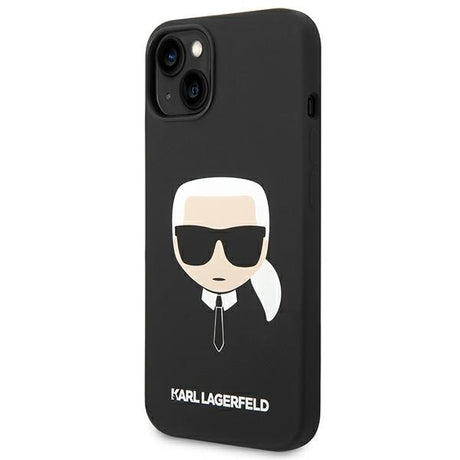 Husa de protectie Karl Lagerfeld Silicone MagSafe (KLHMP14MSLKHBK) compatibil cu iPhone 14 Plus, Karl`s Head