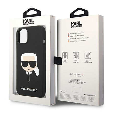 Husa de protectie Karl Lagerfeld Silicone MagSafe (KLHMP14MSLKHBK) compatibil cu iPhone 14 Plus, Karl`s Head