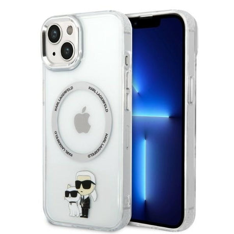 Husa de protectie Karl Lagerfeld Hardcase MagSafe (KLHMP14MHNKCIT) compatibil cu iPhone 14 Plus, Transparent Iconic Karl&Choupette