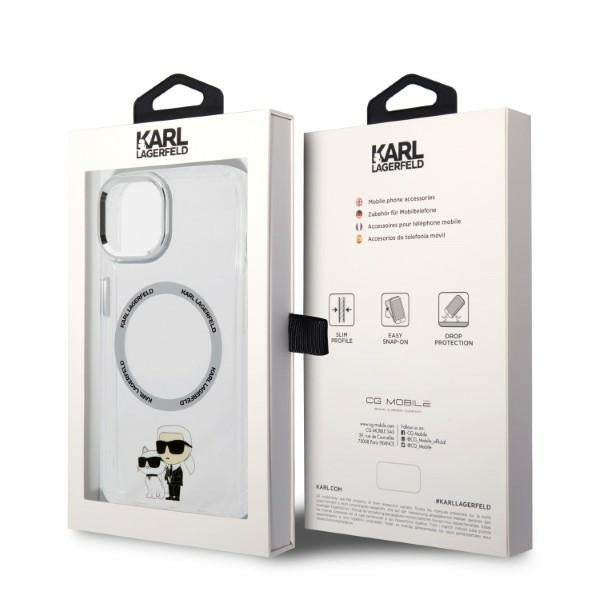 Husa de protectie Karl Lagerfeld Hardcase MagSafe (KLHMP14MHNKCIT) compatibil cu iPhone 14 Plus, Transparent Iconic Karl&Choupette