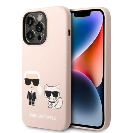 Husa de protectie Karl Lagerfeld Silicone MagSafe (KLHMP14LSSKCI) compatibil cu iPhone 14 Pro, Roz Deschis Karl&Choupette