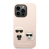 Husa de protectie Karl Lagerfeld Silicone MagSafe (KLHMP14LSSKCI) compatibil cu iPhone 14 Pro, Roz Deschis Karl&Choupette