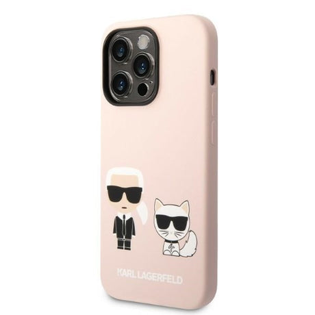 Husa de protectie Karl Lagerfeld Silicone MagSafe (KLHMP14LSSKCI) compatibil cu iPhone 14 Pro, Roz Deschis Karl&Choupette