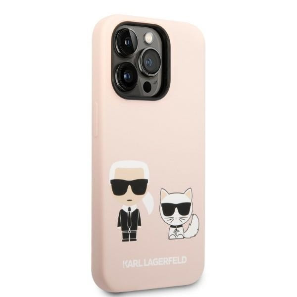 Husa de protectie Karl Lagerfeld Silicone MagSafe (KLHMP14LSSKCI) compatibil cu iPhone 14 Pro, Roz Deschis Karl&Choupette