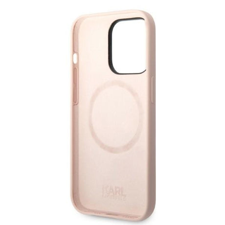 Husa de protectie Karl Lagerfeld Silicone MagSafe (KLHMP14LSSKCI) compatibil cu iPhone 14 Pro, Roz Deschis Karl&Choupette