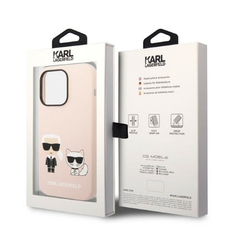 Husa de protectie Karl Lagerfeld Silicone MagSafe (KLHMP14LSSKCI) compatibil cu iPhone 14 Pro, Roz Deschis Karl&Choupette