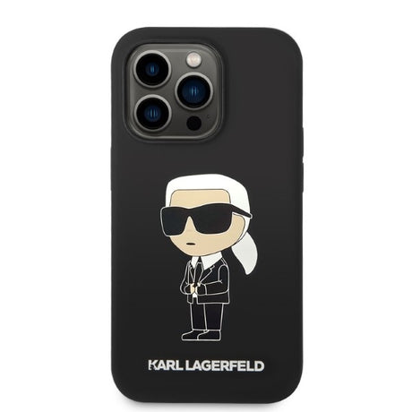 Husa de protectie Karl Lagerfeld Silicone MagSafe (KLHMP14LSNIKBCK) compatibil cu iPhone 14 Pro, Ikonik