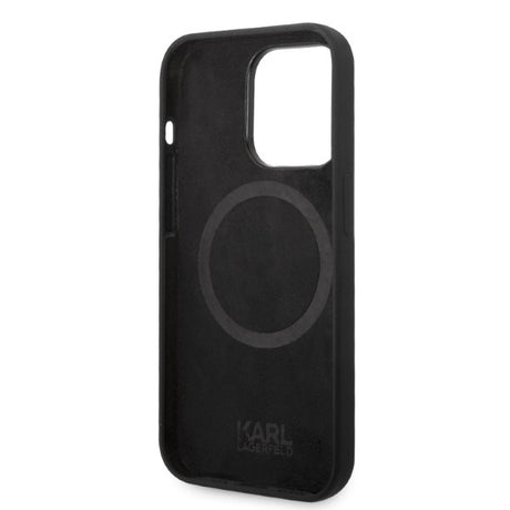Husa de protectie Karl Lagerfeld Silicone MagSafe (KLHMP14LSNIKBCK) compatibil cu iPhone 14 Pro, Ikonik