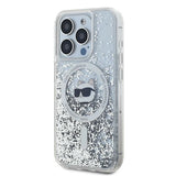 Husa de protectie Karl Lagerfeld Liquid Glitter MagSafe (KLHMP14LLGCHSGH) compatibil cu iPhone 14 Pro, Transparent Choupette Head